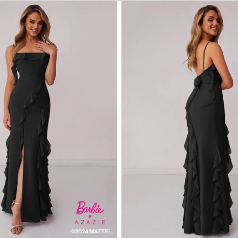 Azazie Elegant Black Strapless Dress